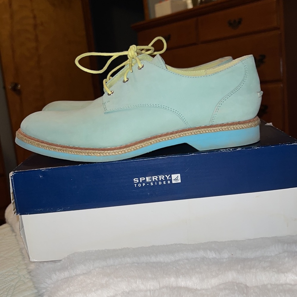 Sperry Topsider leather Delancey Aqua Nubuck W 10